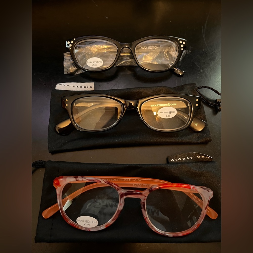 Max Studio +3.00 Readers, 3 pairs!